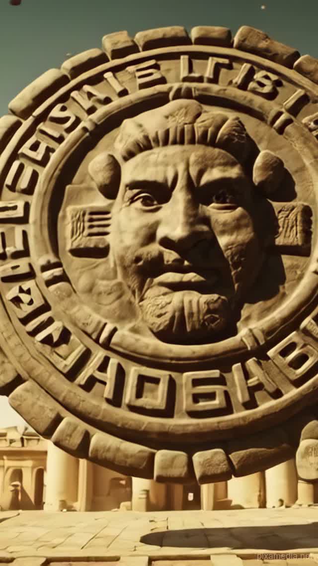 Sun Stone Hovering at Templo Mayor - Ancient Civilizations AI stock